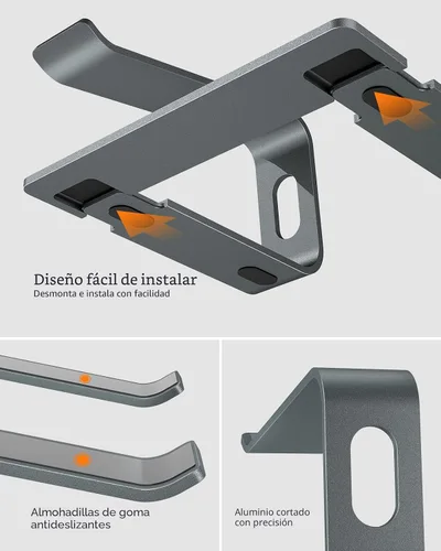 Vista 6 de Nulaxy - Soporte completo de aluminio para laptop, soporte estable de hasta 22 libras, refrigeración abierta Detachable for Portable Storage, Easy