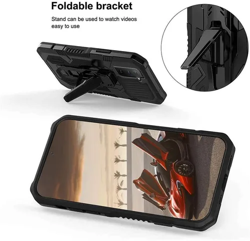 Vista 4 de Funda compatible con Samsung A52, protección resistente de grado militar, para Samsung A52, anticaídas de 15 pies, con función atril y 2 protectores