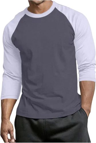 Vista 14 de Men's Raglan Long Sleeve Tee Shirts Color Block Crew Neck T Shirt Lightweight Soft Casual Basic Tshirts Running Tops