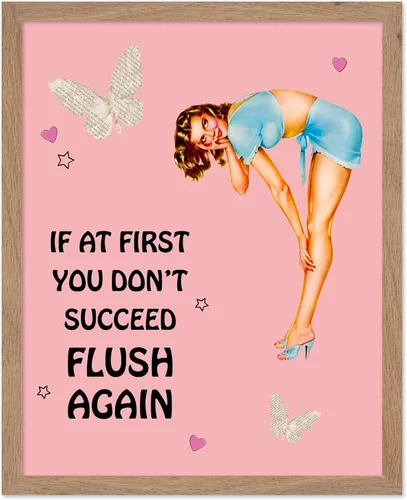 Vista 78 de Poster Master Pin Up Girl Poster - Better Late Than Ugly Print - Butterfly Art - Modern Art - Trendy Art - Gift for Men & Women - Funny Decor for