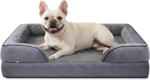 Vista 58 de L Plus - Cama ortopédica para perros grandes, sofá lavable para perros con espuma para huevos, forro impermeable y parte inferior antideslizante