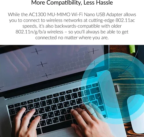 Vista 5 de D-Link Adaptador USB WiFi de doble banda AC1300 inalámbrico para Internet para PC de escritorio, portátil, juegos, MU-MIMO, compatible con Windows