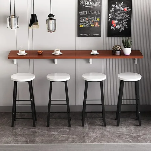 Vista 10 de Mesa de comedor plegable montada en la pared, mesa plegable de madera, mesa larga y estrecha, adecuada para tienda de té con leche, mesa de bar