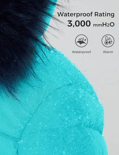 Vista 4 de ZSHOW Chaqueta acolchada para niña, abrigo de invierno cálido con forro polar suave y capucha de piel extraíble