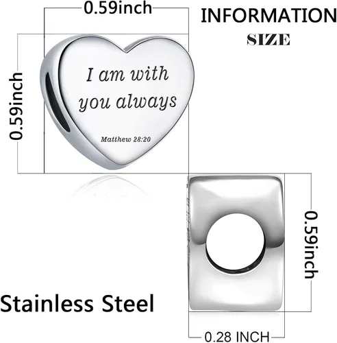 Vista 2 de MUERDOU Pulsera con dije de corazón en forma de versículo bíblico cristiano oración fe joyería religiosa regalos para mujeres