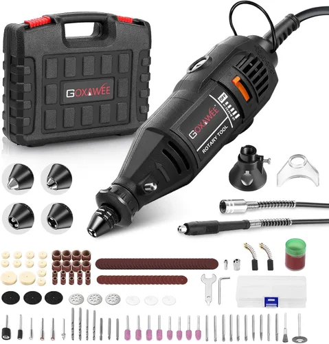 Vista 10 de GOXAWEE Kit de herramientas rotativas con portabrocas sin llave y eje flexible, herramienta eléctrica multiusos de velocidad variable y 140