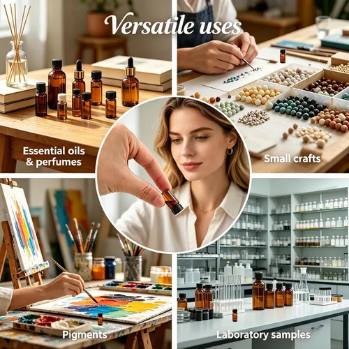 Vista 8 de 20pcs Colección de Muestra Líquida Borwn Botellas de Vidrio Frascos Tapón Tornillo Capacidad 0.1 fl oz Ámbar