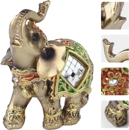 Vista 3 de Figura de escritorio de elefante de resina, escultura de animal elegante para decoración de oficina en casa, decoración única de elefante
