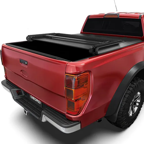 Vista 11 de Cubierta de cama de camión OEDRO de cuatro pliegues suave para Ford F250 F350 F-250 F-350 Superduty 1999-2016 con cama de 6.8 pies