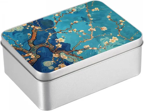 Vista 61 de Caja de lata de metal con tapa, contenedor de almacenamiento rectangular vacío de hojalata, estuche de lata portátil ligero para manualidades