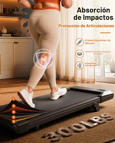 Vista 5 de Superun Walking Pad with 6% Incline, 2.5HP Treadmill, 300 lbs Dorado