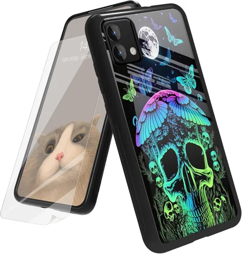 Vista 13 de Funda para Motorola Moto G Play 4G 2024 con protector de pantalla, parte trasera de vidrio templado + funda de silicona suave TPU absorción