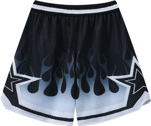 Vista 8 de BOOMLEMON Pantalones cortos de baloncesto para hombre, pantalones cortos deportivos de entrenamiento casual con estampado gráfico de malla