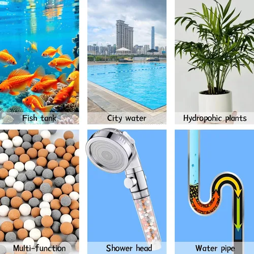 Vista 5 de 1 paquete de 1.76 oz de repuesto para filtro de ducha mineral, cuentas de agua purificadora, cuentas de piedra natural para filtro de cabezal