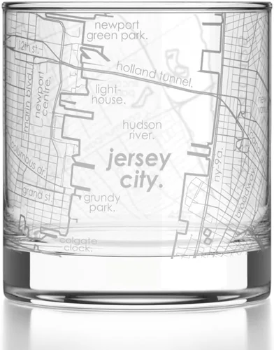 Vista 19 de Well Told Vaso de rocas grabado con mapa de Akron, Ohio, cristalería estilo antiguo (325ml, transparente) Vaso de bourbon grabado, regalos
