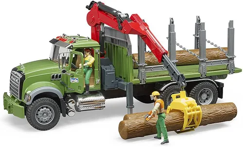 Vista 7 de Camión de madera de granito MACK con grúa de carga y 3 troncos