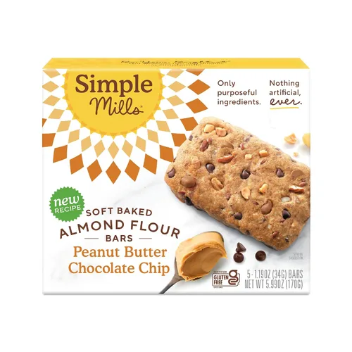 Vista 10 de Simple Mills, Barras de Harina de Almendra Horneadas Suavemente de Brownie de Chocolate 5 Unidades, 5.99 Onzas