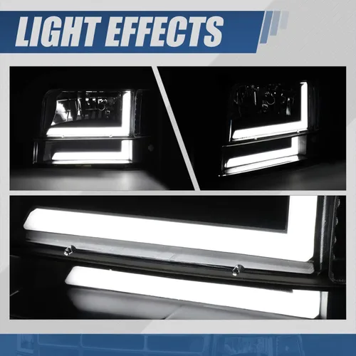 Vista 8 de Auto Dynasty Juego de Faros LED DRL 3D y Lámpara de Parachoques Compatible con Ford F-150 F-250 F-350 Bronco 1992-1996, Lado del Conductor