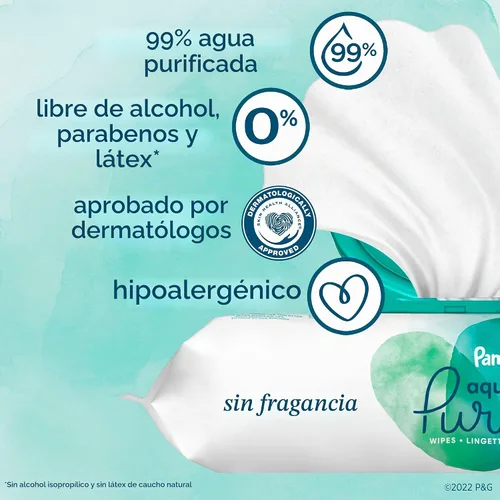 Vista 2 de pampers toallitas para bebé Aqua Pure 56 ct ANTIGUO