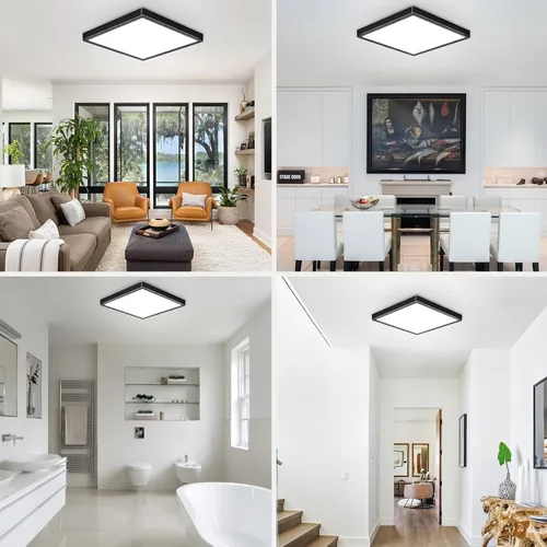 Vista 8 de Lámpara de techo LED empotrada de 12 pulgadas, 24 W, 3000 K/4000 K/6000 K, luz de techo LED ajustable, 2800 lm para dormitorio, cocina, pasillo