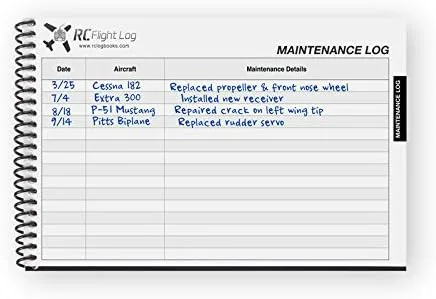 Vista 7 de Libro de registro de vuelo RC – Edición Deluxe – Libro de registro de aviones RC todo en uno con registro de vuelo, registro de mantenimiento