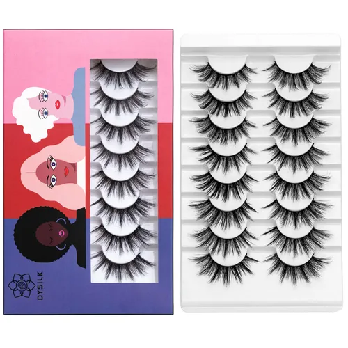 Vista 14 de DYSILK - 10 pares de pestañas de visón 6D, pestañas postizas dramáticas de volumen grueso pestañas postizas naturales suaves extensión maquillaje