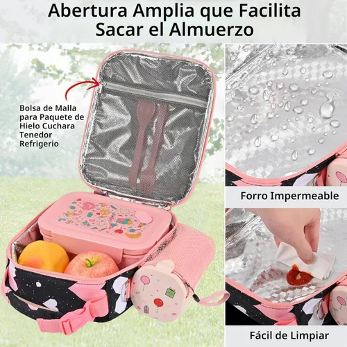Vista 2 de Fiambrera para niños, loncheras para niños, lonchera para niñas, lonchera para la escuela