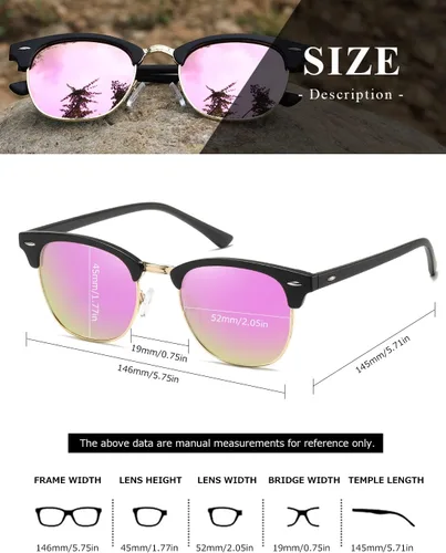 Vista 11 de AEVOGUE Gafas de sol polarizadas para mujeres y hombres semi marco retro gafas de sol AE0369