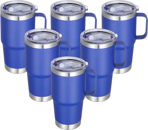 Vista 25 de Vaso térmico de acero inoxidable de 20 oz con asa, envase a granel, vasos termales metálicos aislados, taza de café de viaje con asa, vaso de doble