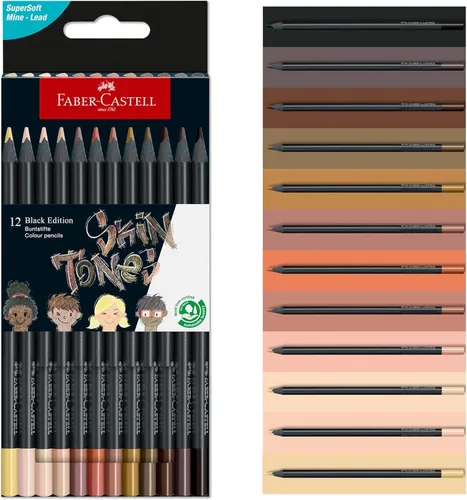 Vista 14 de Lápices de colores Faber-Castell Black Edition Grandes suministros de arte para el regreso a clases Clásicos (12 unidades)