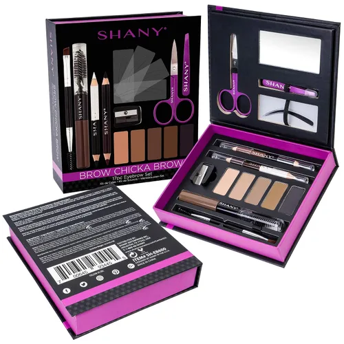 Vista 6 de SHANY Juego de cejas de chicka para cejas, kit de maquillaje de cejas de 17 piezas con polvo para cejas, gel para cejas, lápices de doble extremo