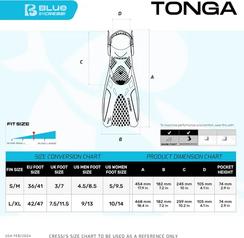 Vista 6 de Cressi Adult Complete Snorkeling Set (Mask, Dry Snorkel, Adjustable Fins) - Lightweight Traveling Equipment - Tonga Pro Dry Set: Designed in Italy
