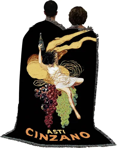 Vista 3 de Asti Cinzano - Manta vintage para póster de Leonetto Cappiello - Tapiz de regalo de arte fino tejido de algodón, fabricado en los Estados Unidos