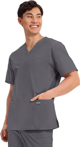 Vista 29 de Cherokee WW Professionals WW695 - Camisa de uniforme sanitario para hombre, con cuello en V