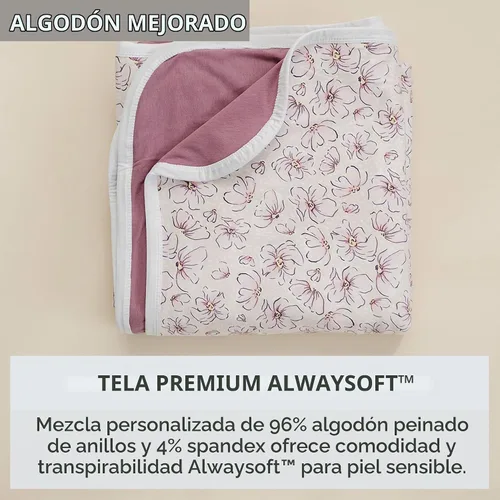 Vista 2 de Pobibaby - Manta para niña, 50 x 50 pulgadas, algodón suave (flores)