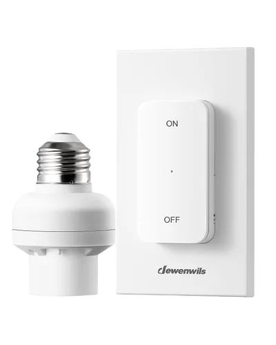 Vista 11 de DEWENWILS Toma de luz con control remoto, base E26/E27, programable y ampliable, no necesita cableado, enchufes de luz inalámbricos para dormitorio