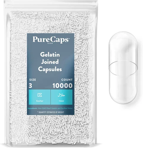 Vista 6 de PureCaps USA - Cápsulas de gelatina vacías tamaño 3 1,000 pastillas unidas Transparentes Certificado sin OMG SLS, gluten, sin conservantes