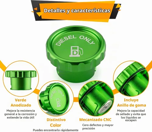 Vista 4 de WeiSen Tapa de combustible diésel de aluminio compatible con Dodge Ram 1500 2500 3500 verde magnético 2019-2024
