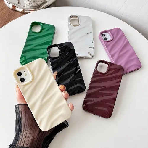 Vista 2 de Caseative Funda para iPhone 11, funda suave con forma de onda rizada con patrón de ondulación de agua (negro) Water Ripple Pattern Curly Wave