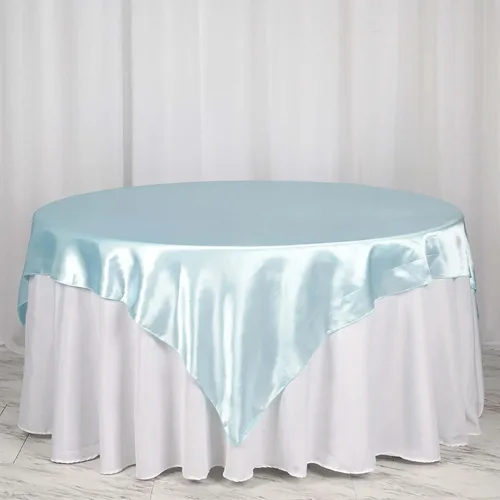Vista 24 de Efavormart Paquete de 5 Sobremanteles Cuadrados de Satén de 60" para Decoraciones de Mesa de Bodas, Catering y Fiestas, Cubierta de Mantel Negro