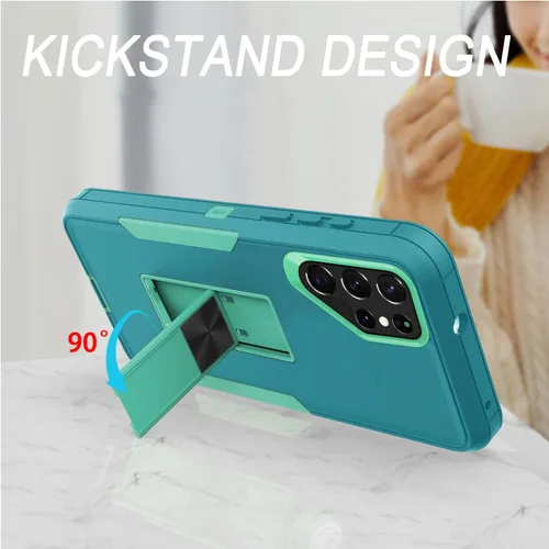 Vista 2 de Funda compatible con Samsung Galaxy S22 Ultra 5G, soporte magnético integrado, resistente híbrido de doble capa, a prueba de golpes, funda