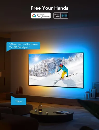 Vista 3 de Govee Retroiluminación LED para TV, tira de luces LED inteligentes RGBIC para televisores de 55 a 65 pulgadas, control de aplicación Bluetooth
