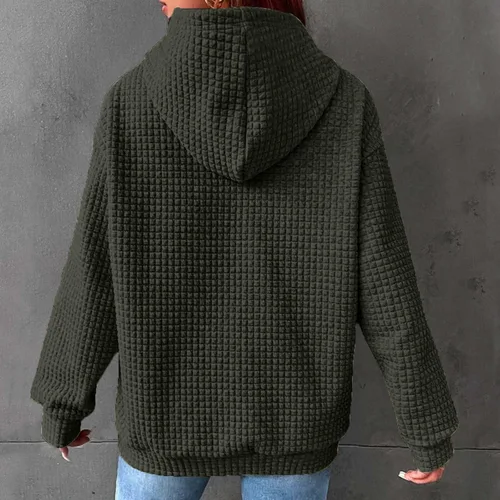 Vista 6 de Sudaderas con capucha de fútbol americano para mujer, manga larga, divertidas, con diseño de gofre, ajuste holgado, suéteres casuales con bolsillos