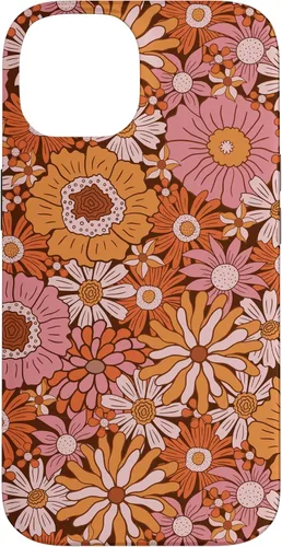 Vista 4 de Retro Flowers Meadow Floral Groovy 60s Pink Orange Brown Case for iPhone 17