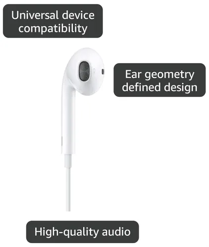 Vista 3 de Auriculares Apple EarPods con enchufe de 3.5mm, auriculares con cable con control remoto incorporado para controlar música, llamadas telefónicas