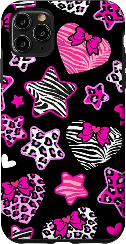 Vista 13 de Funda Bimbo Y2K para iPhone 16 McBling Estética Corazón Estrella Leopardo Zebra Rosa Y2K