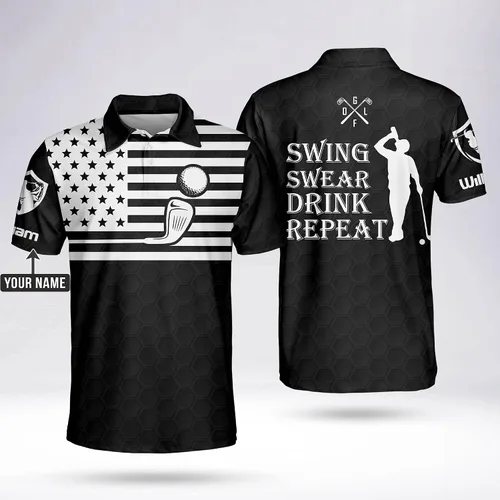 Vista 6 de Divertidas camisetas polo de golf 3D personalizadas para hombres, polo de golf divertido para hombre, camiseta de golf de manga corta para hombre