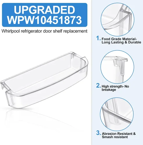 Vista 2 de [2 PAQUETES] Estante de Puerta de Refrigerador WPW10451873 Mejorado Reemplazo Compatible con Refrigerador Whirlpool Kenmore Estante de Puerta