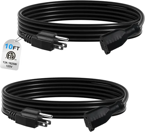 Vista 11 de BN-LINK Cable de extensión de 3 pies para interiores y exteriores 16/3 SJTW, paquete de 2, negro, cubierta de cable de PVC, 3 clavijas, resistente a