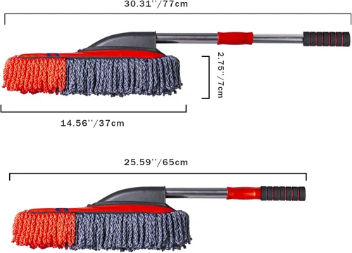 Vista 5 de Plumero de microfibra suave para automóvil exterior sin arañazos, plumero multiusos con mango extensible para automóvil, camión, SUV, RV